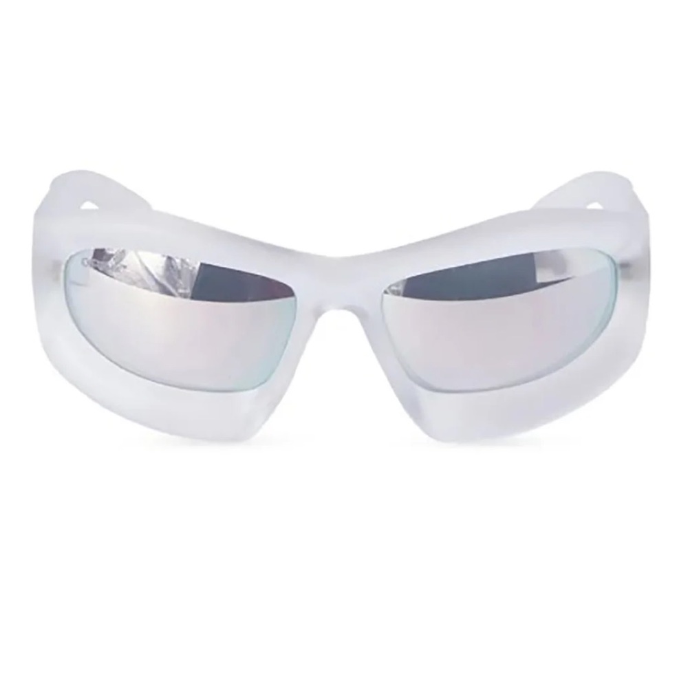 Off-White - Katoka Acetate Wrap Sunglasses - White / Frost Mirror - Authentic